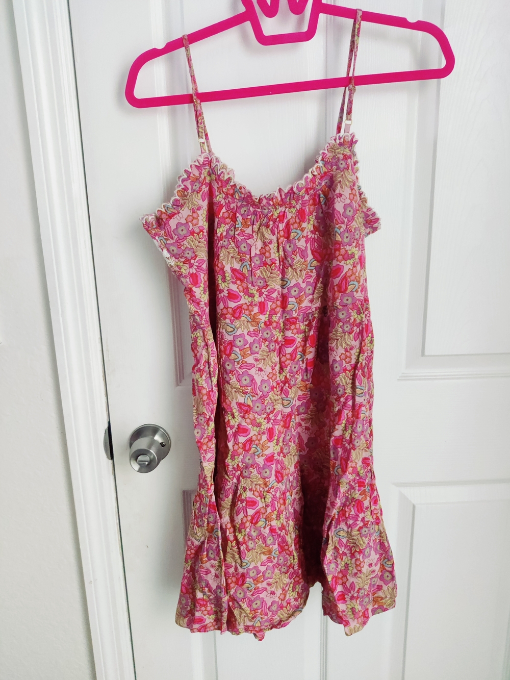 NATURAL LIFE Pink Floral Mini Dress with Lace Trim - Picture 5 of 6